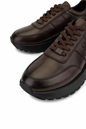 Tamer Tanca Erkek Hakiki Deri Sneakers & Spor Ayakkabı 298 3229-2665 ERK AYK SK25-26 KAHVE SLVR ALKL