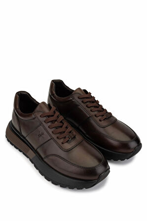 Tamer Tanca Erkek Hakiki Deri Sneakers & Spor Ayakkabı 298 3229-2665 ERK AYK SK25-26 KAHVE SLVR ALKL