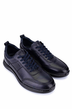 Tamer Tanca Erkek Hakiki Deri Lacivert Casual Ayakkabı 298 3099-23059 ERK AYK SK25-26 LACI SLVR ALKL