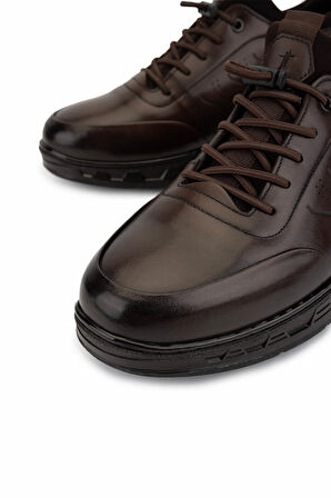 Tamer Tanca Erkek Hakiki Deri Kahverengi Casual Ayakkabı 298 3057-56602 ERK AYK SK25-26 KAHVE SLVR ALKL