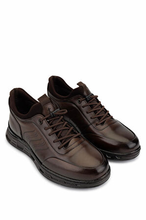Tamer Tanca Erkek Hakiki Deri Kahverengi Casual Ayakkabı 298 3057-56602 ERK AYK SK25-26 KAHVE SLVR ALKL