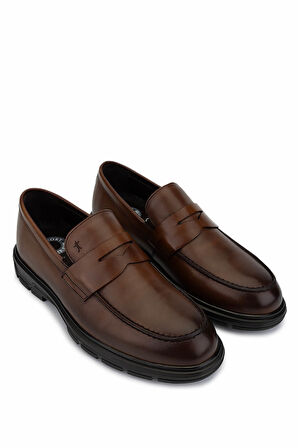 Tamer Tanca Erkek Hakiki Deri Taba Loafer Ayakkabı 298 3110-W2050 ERK AYK SK25-26 TABA SLVR ALKL