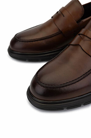 Tamer Tanca Erkek Hakiki Deri Taba Loafer Ayakkabı 298 3110-W2050 ERK AYK SK25-26 TABA SLVR ALKL