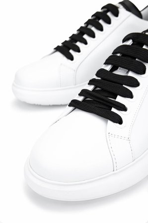 Mario Valentino Unisex Hakiki Deri Beyaz/Siyah Sneakers & Spor Ayakkabı 1040 95B2302-Y AYK Y25 WHITE/BLACK
