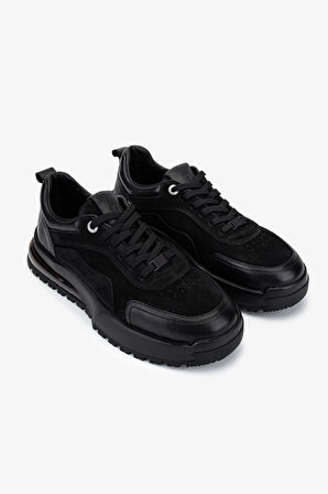 Valmenti Erkek Hakiki Deri Siyah Sneakers & Spor Ayakkabı 298 3203-1626 ERK AYK SK25-26 SYH DNT/SYH