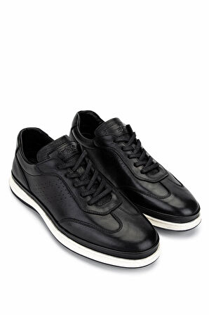 Tamer Tanca Erkek Hakiki Deri Siyah Casual Ayakkabı 298 2772-2057 ERK AYK Y25 SIYAH/BEYAZ