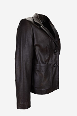 Valmenti Kadın Hakiki Deri Viski Eskitme Deri Mont 1000 BLZ BYN DERI CEKET Y25 VISKI ESKITME