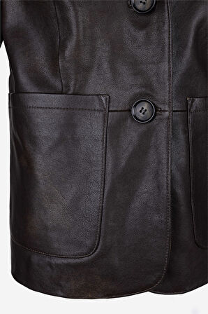 Valmenti Kadın Hakiki Deri Viski Eskitme Deri Mont 1000 BLZ BYN DERI CEKET Y25 VISKI ESKITME