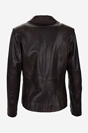 Valmenti Kadın Hakiki Deri Viski Eskitme Deri Mont 1000 BLZ BYN DERI CEKET Y25 VISKI ESKITME