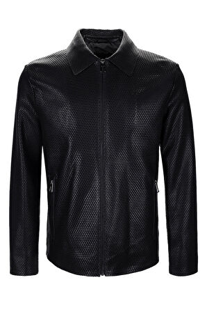 Tamer Tanca Erkek Hakiki Deri Siyah Deri Mont 571 Z-16 ERK DERIMONT Y25 SIYAH LAZER