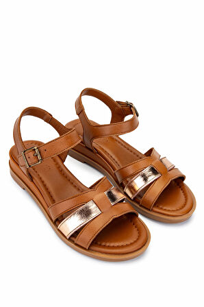 Tamer Tanca Kadın Hakiki Deri Taba/Rose Topuklu Sandalet 878 K9 BN SNDLT Y25 TABA DR/ROSE