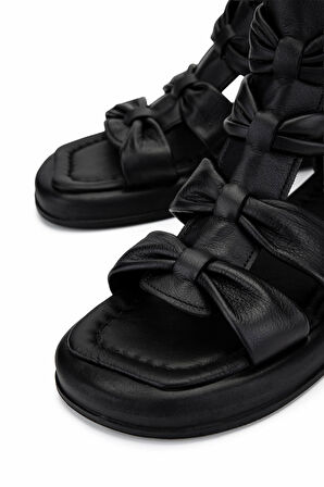 Tamer Tanca Kadın Hakiki Deri Siyah Düz Sandalet 231 111 BN SNDLT Y25 SIYAH