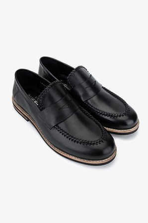 Valmenti Erkek Hakiki Deri Siyah Loafer Ayakkabı 183 42551 ERK AYK Y25 SIYAH DR/ORGU