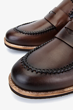 Valmenti Erkek Hakiki Deri Kahverengi Loafer Ayakkabı 183 42551 ERK AYK Y25 KAHVE DR/ORGU