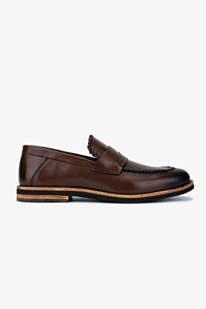 Valmenti Erkek Hakiki Deri Kahverengi Loafer Ayakkabı 183 42551 ERK AYK Y25 KAHVE DR/ORGU