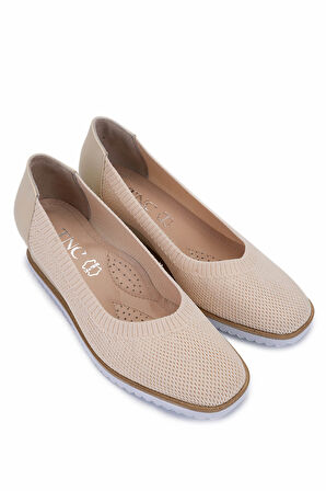 Tamer Tanca Kadın Deri & Tekstil Bej Topuklu Ayakkabı 923 5002 BN AYK Y25 BEJ