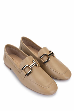 Tamer Tanca Kadın Hakiki Deri Karamel Loafer Ayakkabı 961 58 BN AYK Y23 KARAMEL