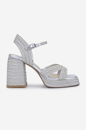 Valmenti Kadın Vegan/Tekstil Topuklu Sandalet 1141 HAVANA-002 BN SNDLT Y25 SILVER ROPE