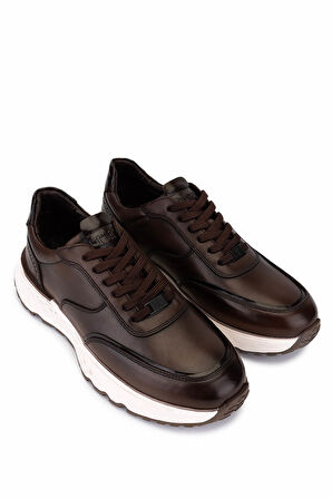 Tamer Tanca Erkek Hakiki Deri Kahverengi Sneakers & Spor Ayakkabı 298 3133-8226 ERK AYK SK25-26 KAHVE