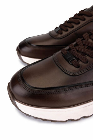 Tamer Tanca Erkek Hakiki Deri Kahverengi Sneakers & Spor Ayakkabı 298 3133-8226 ERK AYK SK25-26 KAHVE
