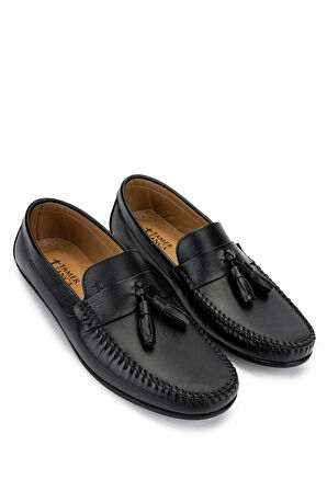 Tamer Tanca Erkek Hakiki Deri Siyah Deri Loafer Ayakkabı 572 204 ERK AYK Y25 SIYAH DR