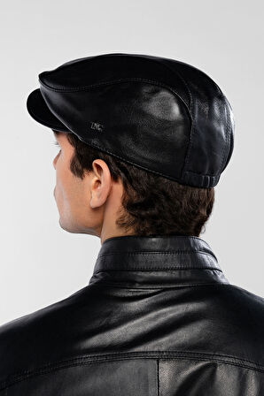 Tamer Tanca Erkek Hakiki Deri Siyah Deri London Şapka 524 1134-1 SPK Y25 SIYAH DR