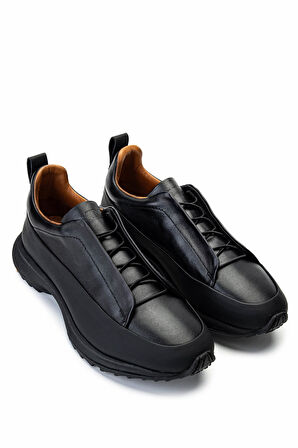 Tamer Tanca Erkek Hakiki Deri Siyah Sneakers & Spor Ayakkabı 1092 2222-2 ERK AYK Y25 SYH DR/SYH MET