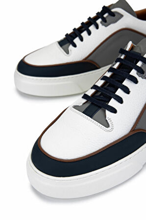 Tamer Tanca Erkek Hakiki Deri Beyaz Sneakers & Spor Ayakkabı 1092 202501 ERK AYK Y25 BYZ FLTR/LACI MT/GRI