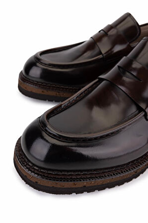 Tamer Tanca Erkek Hakiki Deri Kahverengi Loafer Ayakkabı 987 222A ERK AYK SK25-26 KAHVE ACMA