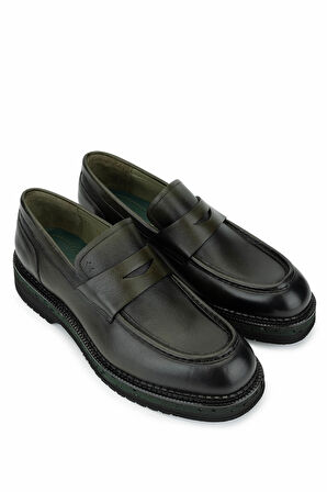 Tamer Tanca Erkek Hakiki Deri Yeşil Loafer Ayakkabı 987 222A ERK AYK SK25-26 YESIL DR