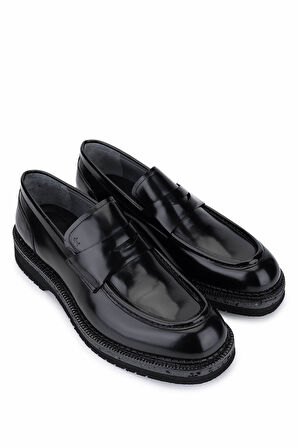 Tamer Tanca Erkek Hakiki Deri Siyah Açma Loafer Ayakkabı 987 222A ERK AYK SK25-26 SIYAH MAT ACMA