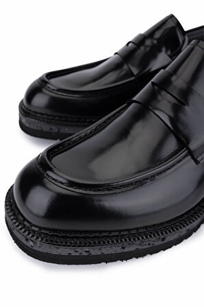Tamer Tanca Erkek Hakiki Deri Siyah Açma Loafer Ayakkabı 987 222A ERK AYK SK25-26 SIYAH MAT ACMA