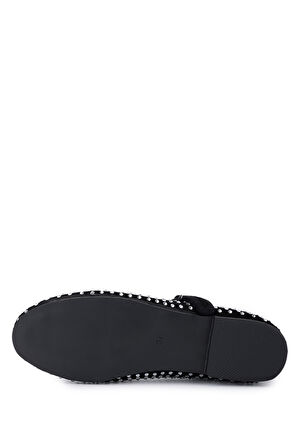 Valmenti Kadın Hakiki Deri Siyah Süet Babet Ayakkabı 970 7988-VAL BN AYK Y25 SIYAH SUET