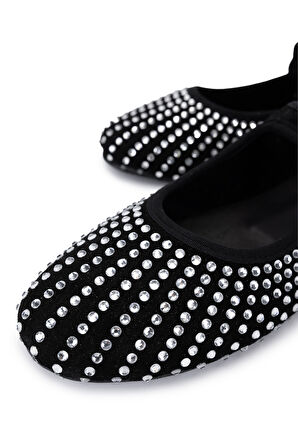 Valmenti Kadın Hakiki Deri Siyah Süet Babet Ayakkabı 970 7988-VAL BN AYK Y25 SIYAH SUET