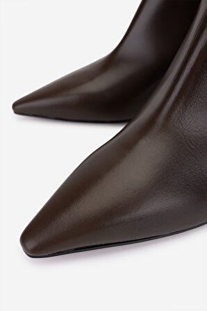 Valmenti Kadın Hakiki Deri Kahverengi Topuklu Bot 1154 1651 BN BOT SK25-26 CAFFE