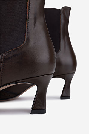 Valmenti Kadın Hakiki Deri Kahverengi Topuklu Bot 1154 1654 BN BOT SK25-26 CAFFE