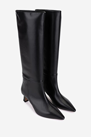 Valmenti Kadın Hakiki Deri Siyah Topuklu Çizme 1154 1655 BN CZM SK25-26 NERO