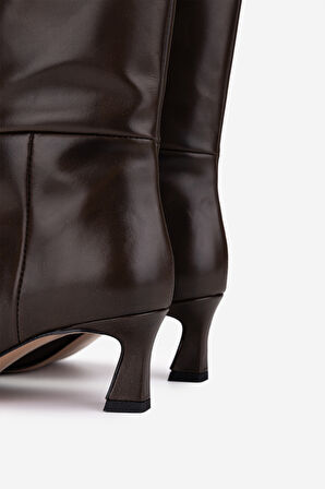 Valmenti Kadın Hakiki Deri Kahverengi Topuklu Çizme 1154 1655 BN CZM SK25-26 CAFFE