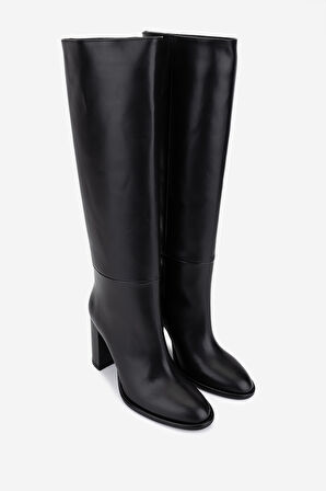 Valmenti Kadın Hakiki Deri Siyah Topuklu Çizme 1154 2461 BN CZM SK25-26 NERO