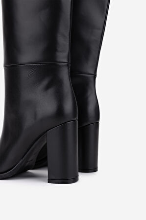 Valmenti Kadın Hakiki Deri Siyah Topuklu Çizme 1154 2461 BN CZM SK25-26 NERO