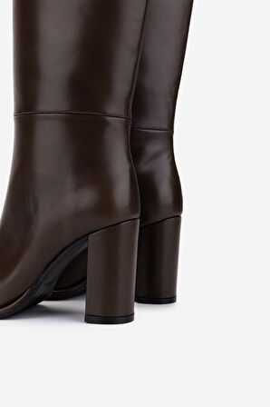 Valmenti Kadın Hakiki Deri Kahverengi Topuklu Çizme 1154 2461 BN CZM SK25-26 CAFFE