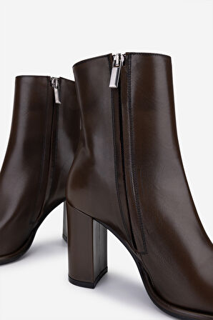 Valmenti Kadın Hakiki Deri Kahverengi Topuklu Bot 1154 2462 BN BOT SK25-26 CAFFE