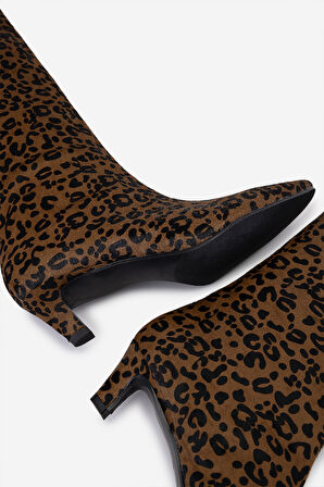 Valmenti Kadın Hakiki Deri Leopar Topuklu Çizme 1154 2917 BN CZM SK25-26 CUOIO