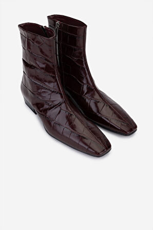 Valmenti Kadın Hakiki Deri Bordo Topuklu Bot 1154 309 BN BOT SK25-26 BORDO