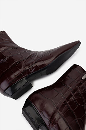 Valmenti Kadın Hakiki Deri Bordo Topuklu Bot 1154 309 BN BOT SK25-26 BORDO