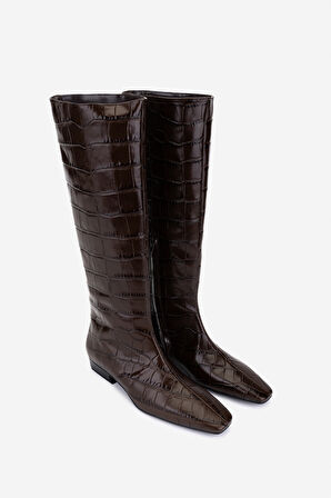 Valmenti Kadın Hakiki Deri Kahverengi Topuklu Çizme 1154 312 BN CZM SK25-26 CAFFE