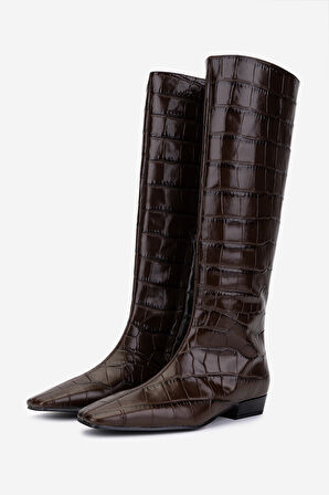 Valmenti Kadın Hakiki Deri Kahverengi Topuklu Çizme 1154 312 BN CZM SK25-26 CAFFE