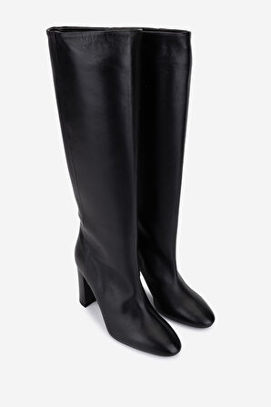 Valmenti Kadın Hakiki Deri Siyah Topuklu Çizme 1154 3146 BN CZM SK25-26 NERO