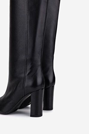 Valmenti Kadın Hakiki Deri Siyah Topuklu Çizme 1154 3146 BN CZM SK25-26 NERO