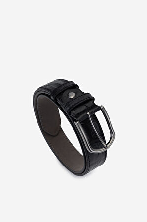 Valmenti Erkek Hakiki Deri Siyah Kroko Klasik Kemer 171 2007 ERK KMR Y25 SYH KROKO BSK